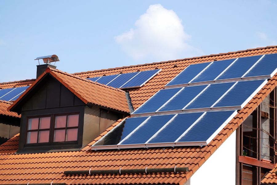 House roof with a photovoltaic system