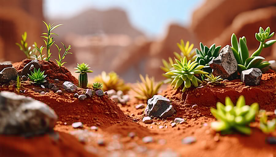 Mars-inspired terrarium with solar-powered lighting