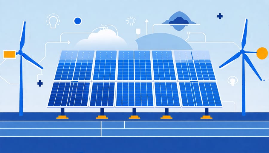 Schematic representation of a commercial solar energy system setup