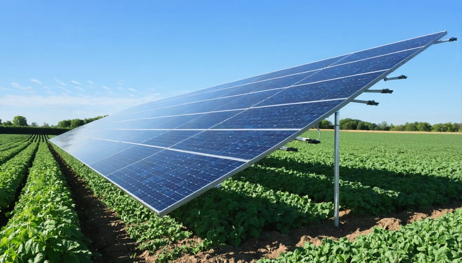 Agricultural solar application demonstrating the use of solar energy to power irrigation systems in a farm setting
