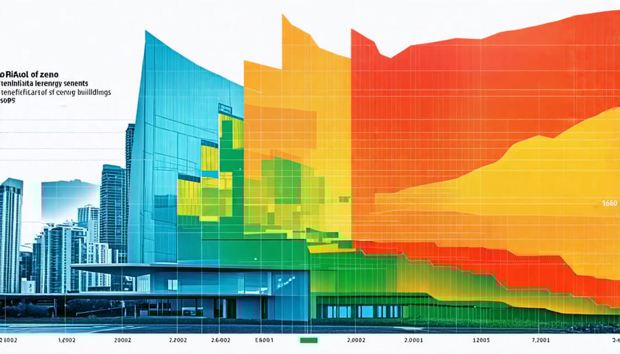 Graph depicting cost savings and environmental impact reductions from zero-energy buildings.