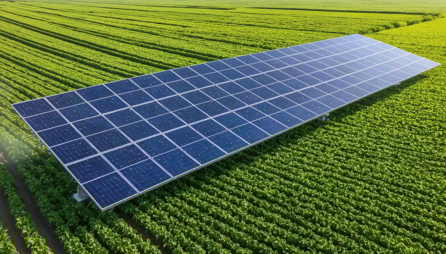 Agrivoltaic system combining solar panels and crop production