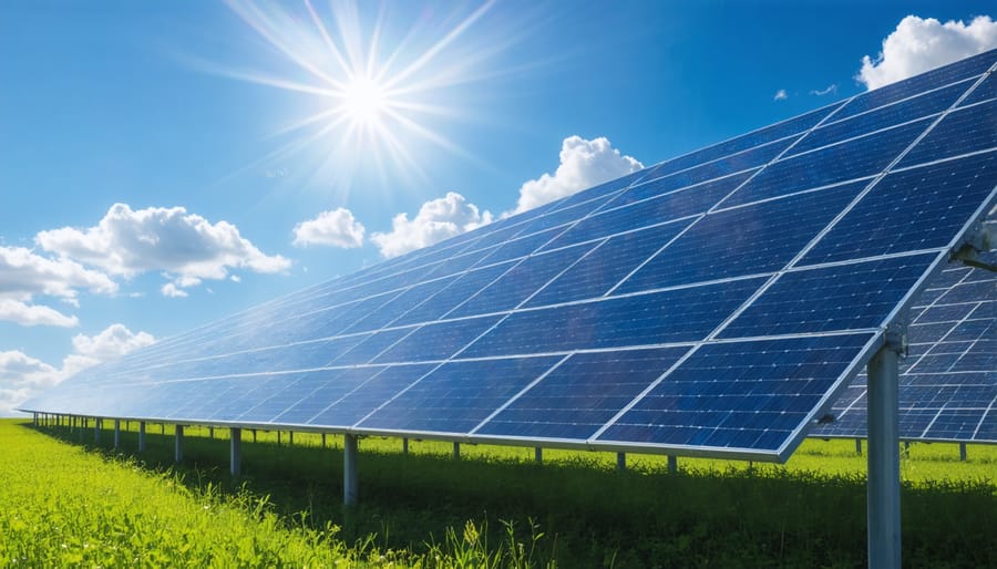 Solar energy farm generating clean electricity on a sunny day