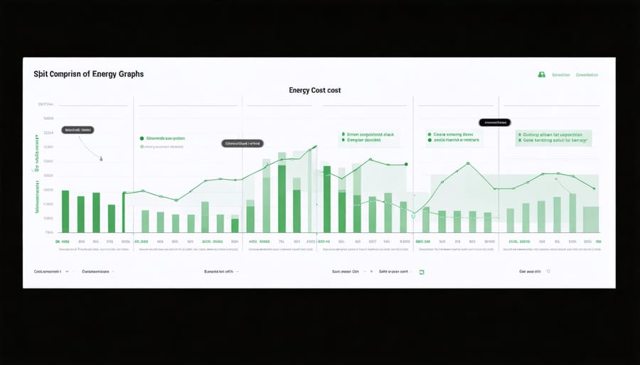 Side-by-side bar graphs comparing traditional versus solar-powered cold storage energy costs