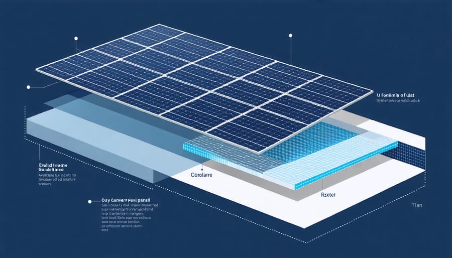 Detailed diagram showing the different layers and materials within a solar panel structure