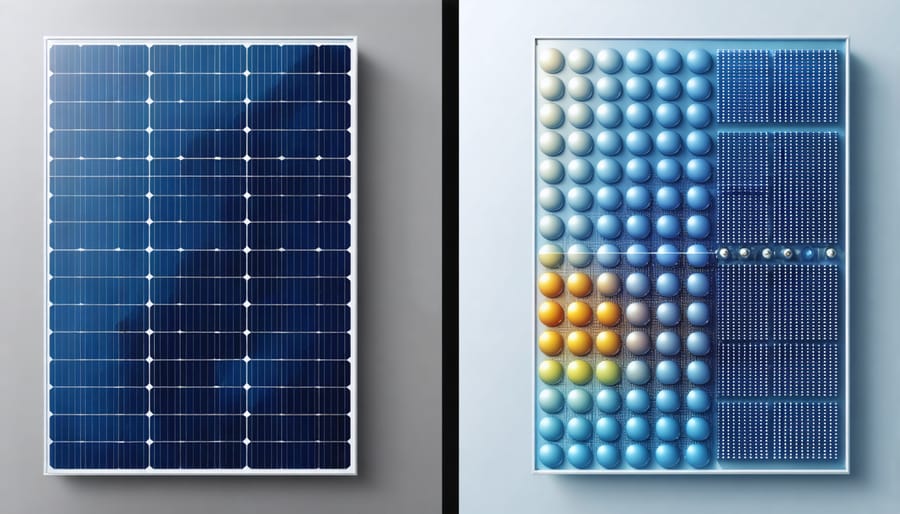 Comparison between conventional silicon solar panel and new perovskite-silicon tandem cell technology