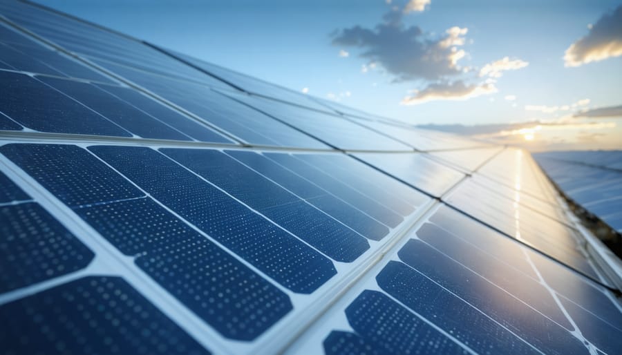 Instructor demonstrating solar panel components to diverse group of students in a workshop setting