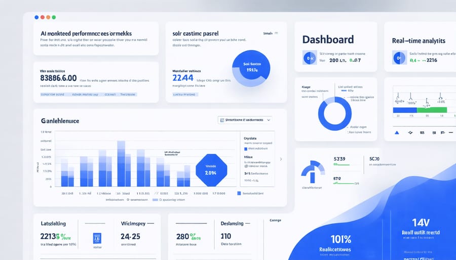 Interactive dashboard displaying solar panel performance data and AI analytics
