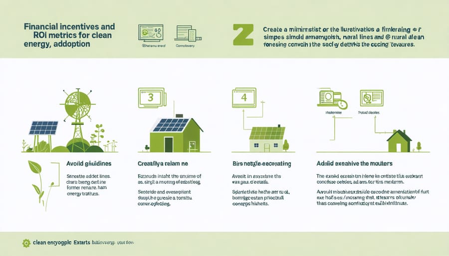 Visual representation of clean energy financial benefits including graphs and ROI calculations