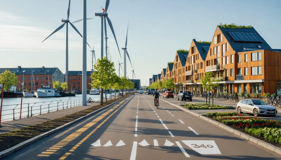 Copenhagen's green energy district showcasing multiple renewable energy implementations
