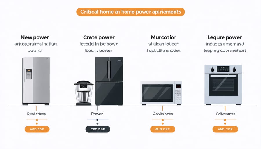 Diagram illustrating common household appliances with their respective power consumption levels