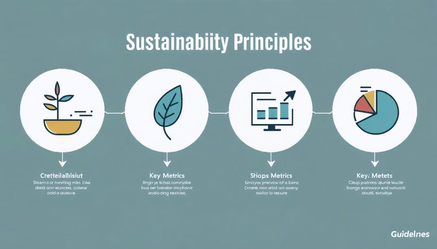 Visual representation of economic, environmental, social, and operational sustainability principles
