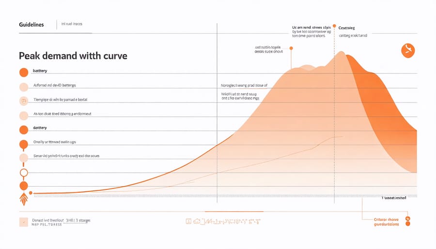 Graph illustrating how energy storage reduces peak demand charges throughout a typical day