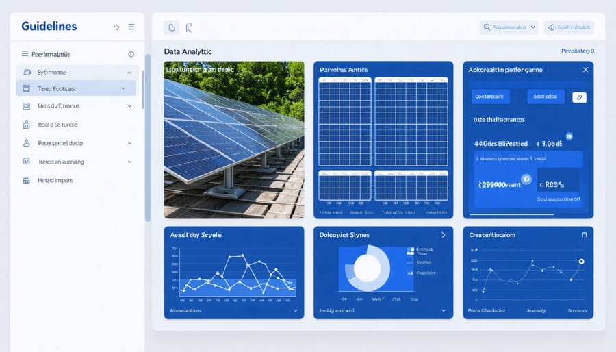 Smart monitoring dashboard displaying solar grid performance metrics and analytics