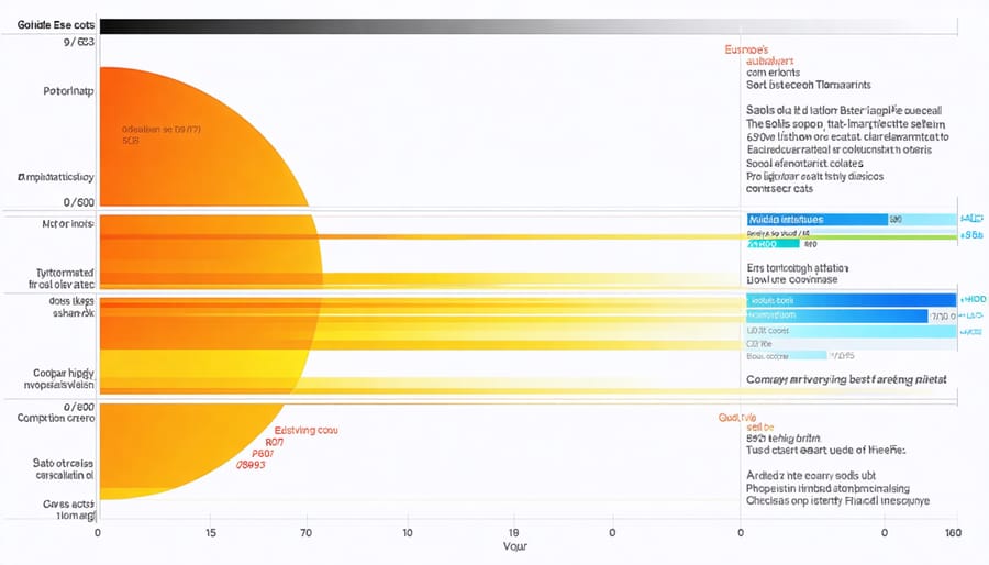 Financial chart comparing traditional grid costs versus hybrid solar system savings over time