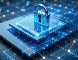 Conceptual depiction of data security in solar energy systems, showcasing digital locks and encrypted data streams integrated with solar panels.