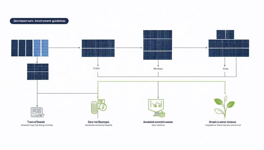 Flow diagram illustrating how zero impact solar investments achieve financial neutrality through cost savings and revenue generation