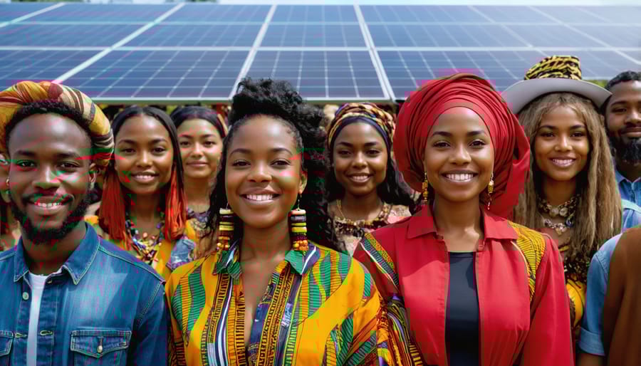 Local residents celebrating the launch of their community solar project