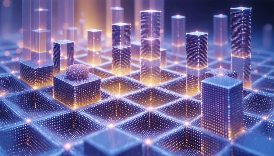 3D visualization of perovskite crystal structure showing photon absorption