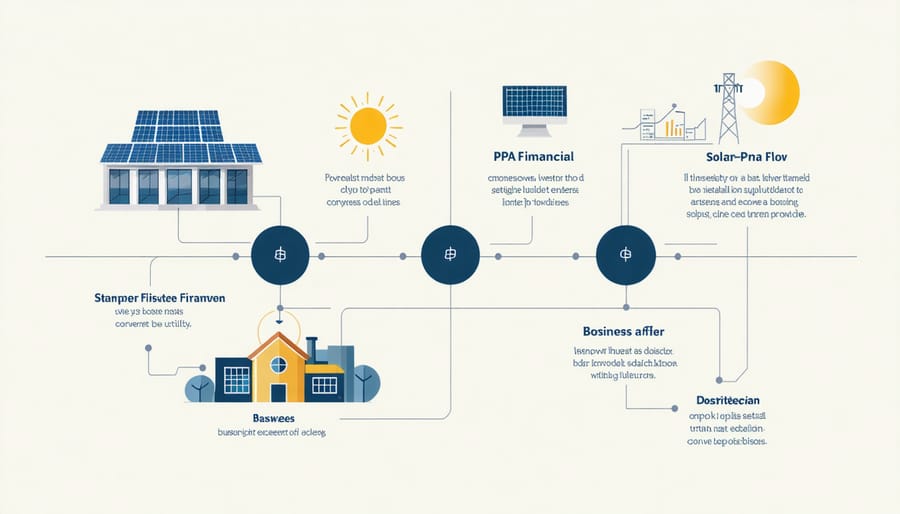 Diagram illustrating Power Purchase Agreement structure and payment flows
