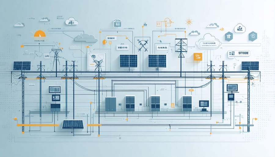 Detailed diagram of smart grid infrastructure components and connections