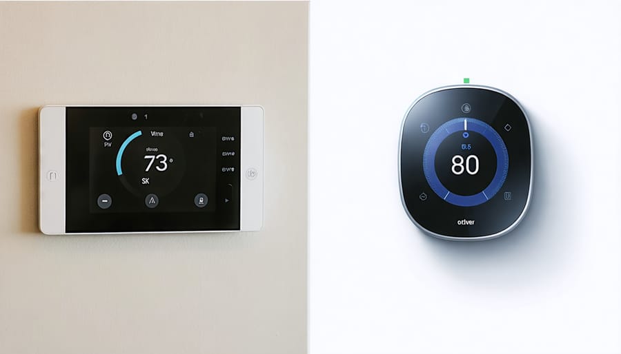 Before and after comparison of traditional thermostat versus smart thermostat installation