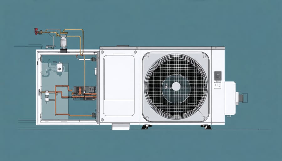 Cross-sectional diagram of Smart-X dryer's heat pump technology with labeled components and airflow indicators