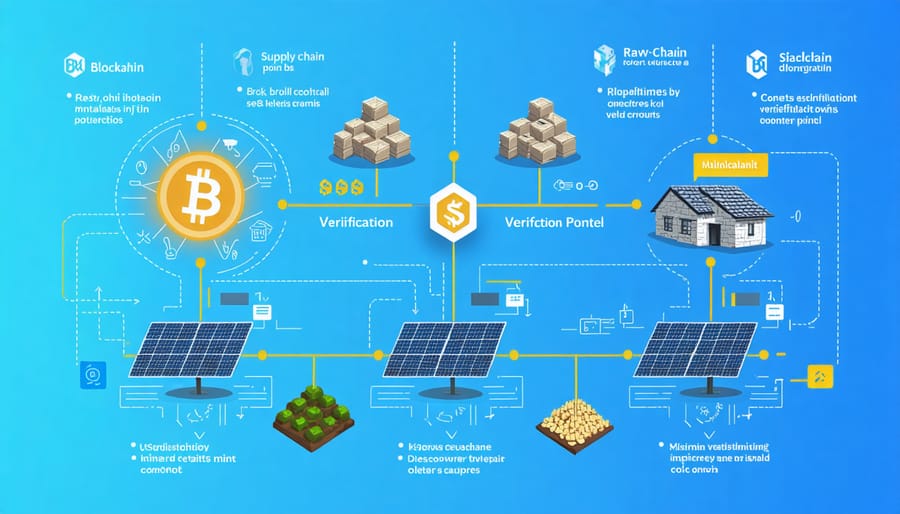 Solar panel supply chain transparency visualization with blockchain checkpoints