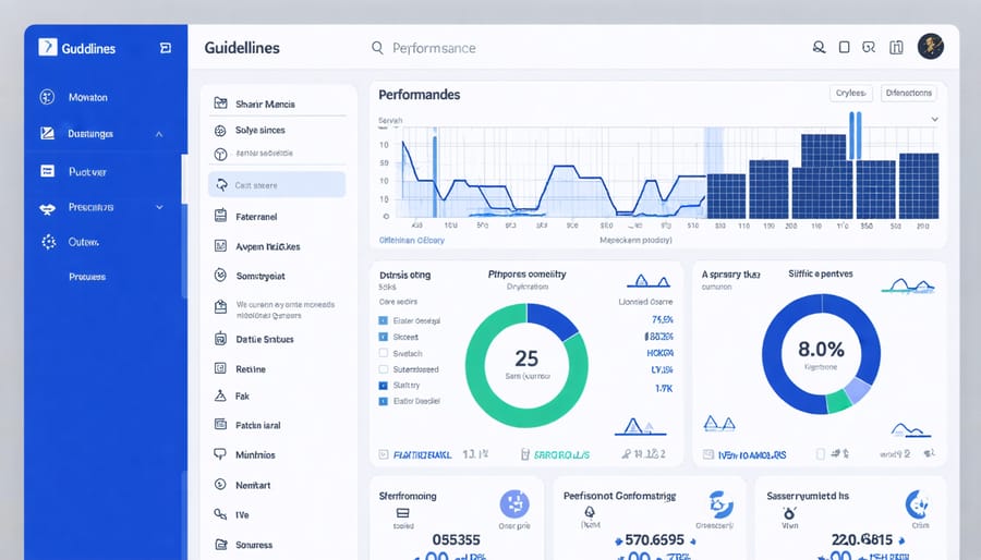 Digital dashboard displaying real-time solar energy production, efficiency stats, and system health indicators