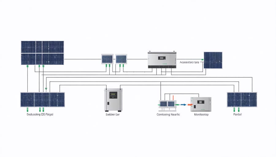Detailed illustration of solar retrofit system components and their interconnections