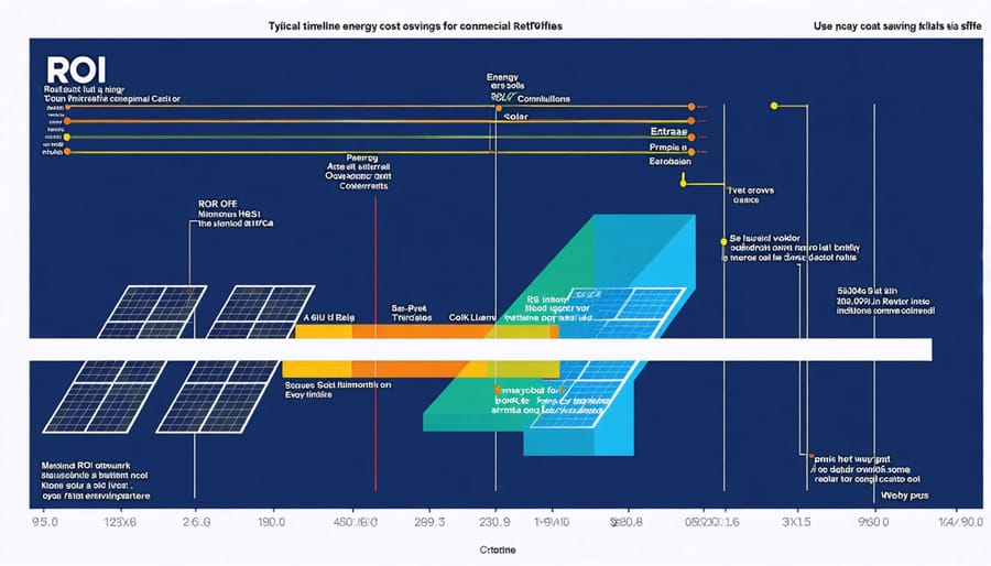 Financial chart displaying energy savings and return on investment over time