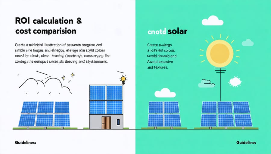Visual chart comparing energy costs and ROI metrics for solar versus conventional power sources
