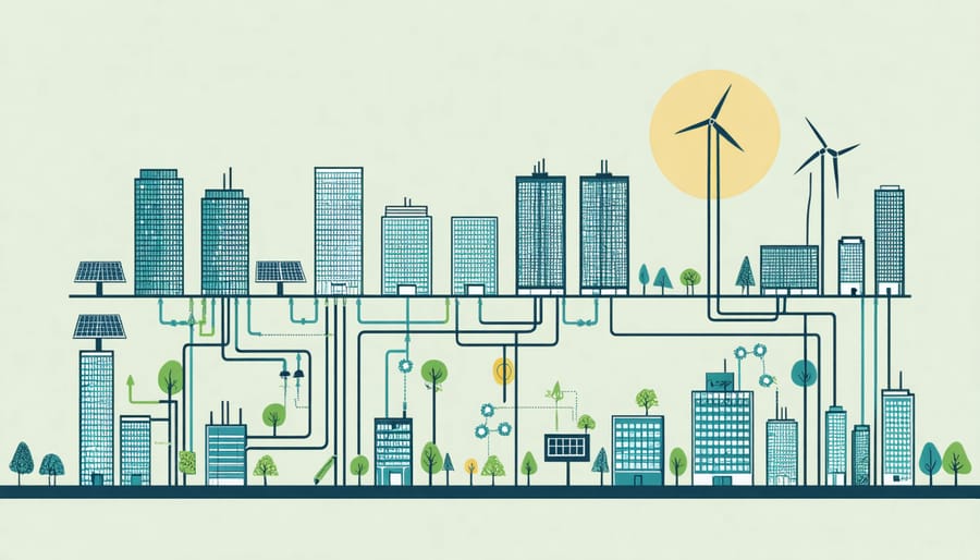 Diagram illustrating urban energy flow patterns and ecological connections