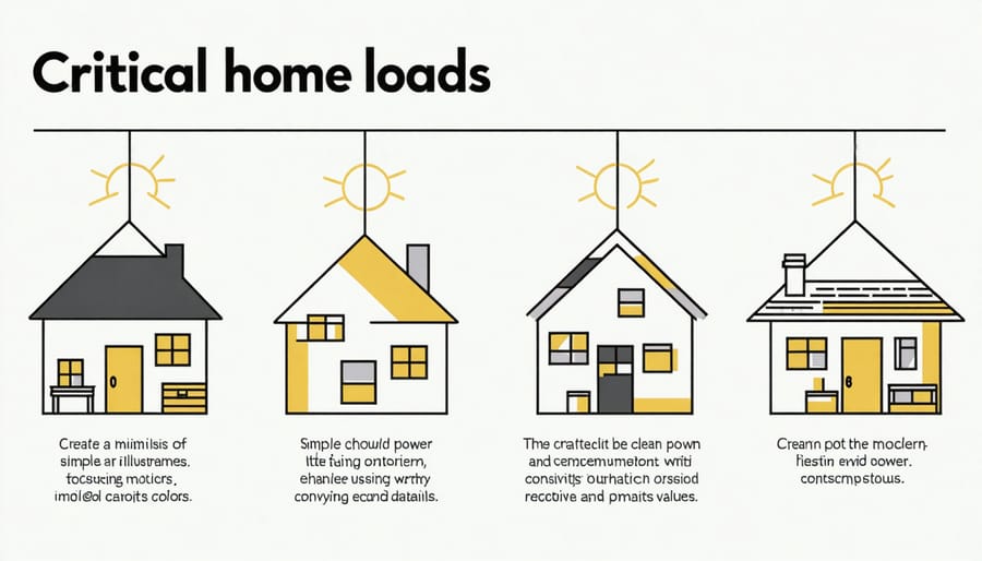 Visual diagram of essential home appliances and their power requirements