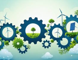 An illustration showing interconnected gears representing the core principles of energy cooperatives with renewable energy symbols, highlighting the synergy in community-driven power solutions.