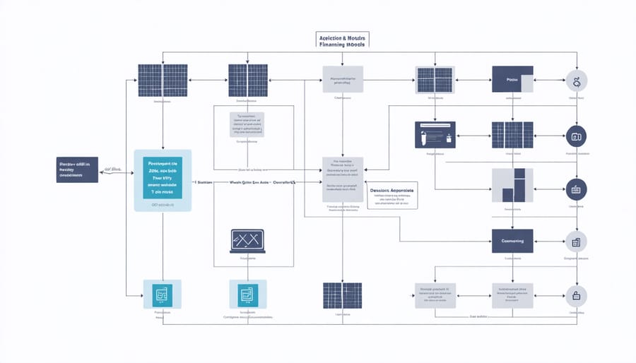 Decision tree diagram for choosing community solar financing options based on project parameters