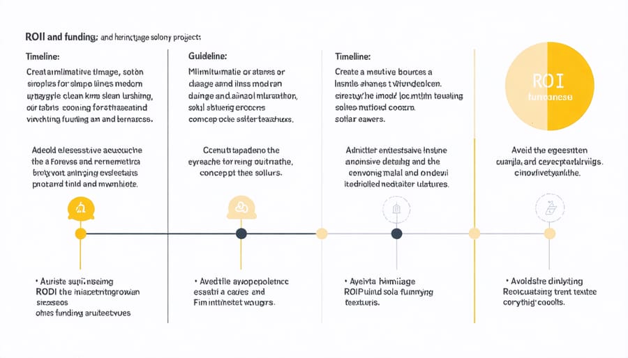 Visual representation of financial benefits and funding options for heritage building solar installations
