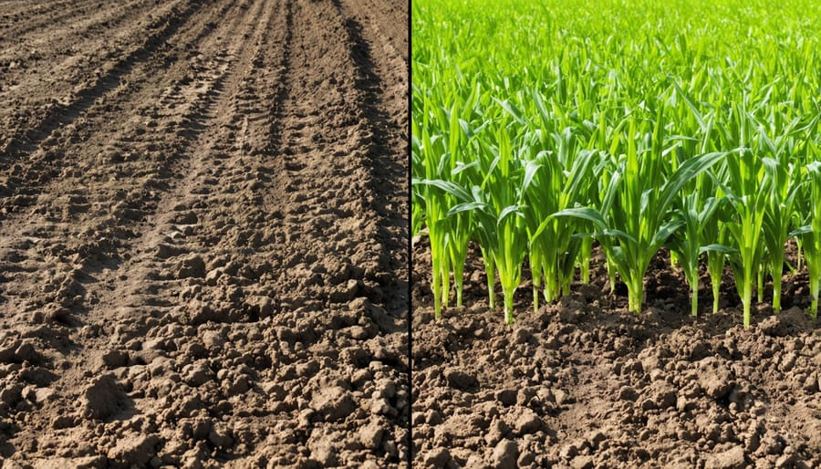 Comparison showing soil quality difference between conventional and no-till farming methods