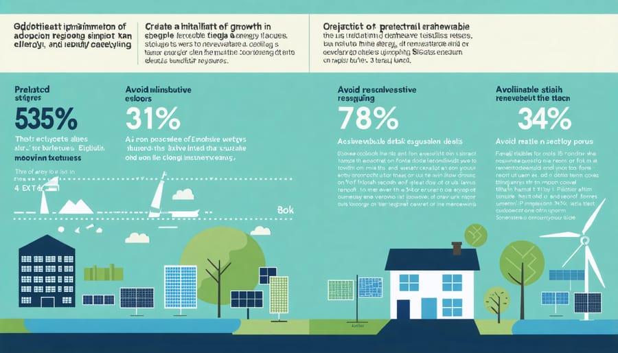 Visual representation of renewable energy growth statistics and future projections in developing countries