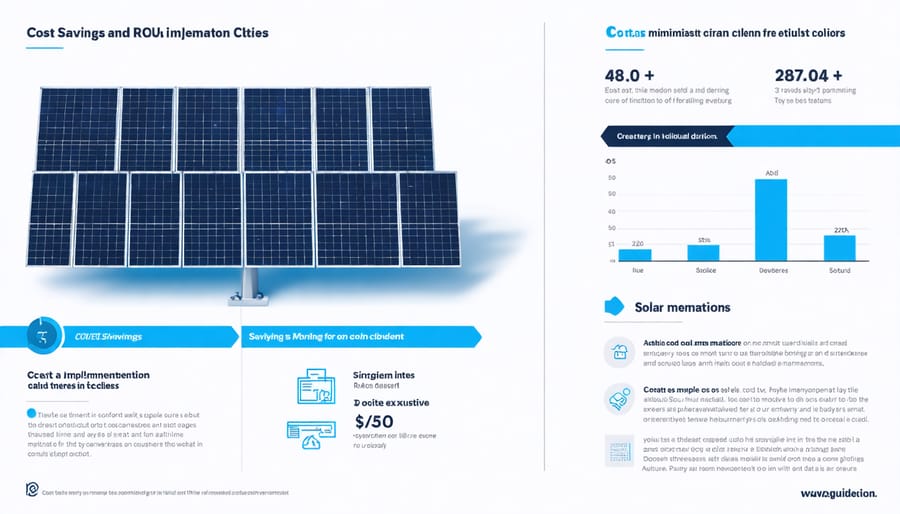 Visual representation of economic benefits and cost savings from urban solar power adoption