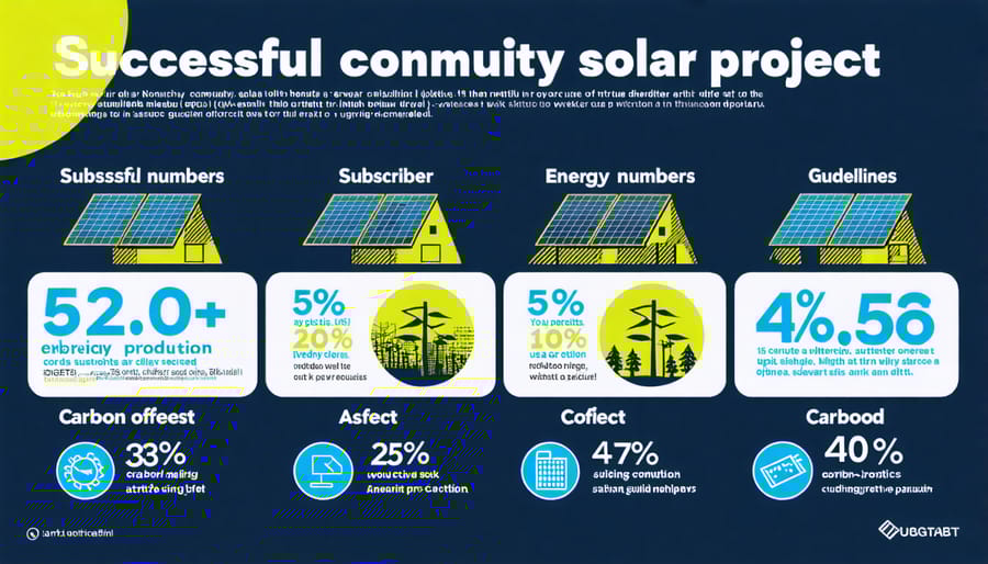 Visual representation of community solar project achievements and environmental impact