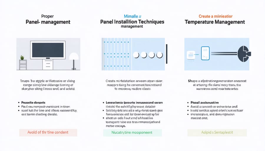 Diagram illustrating optimal solar panel mounting methods and ventilation considerations