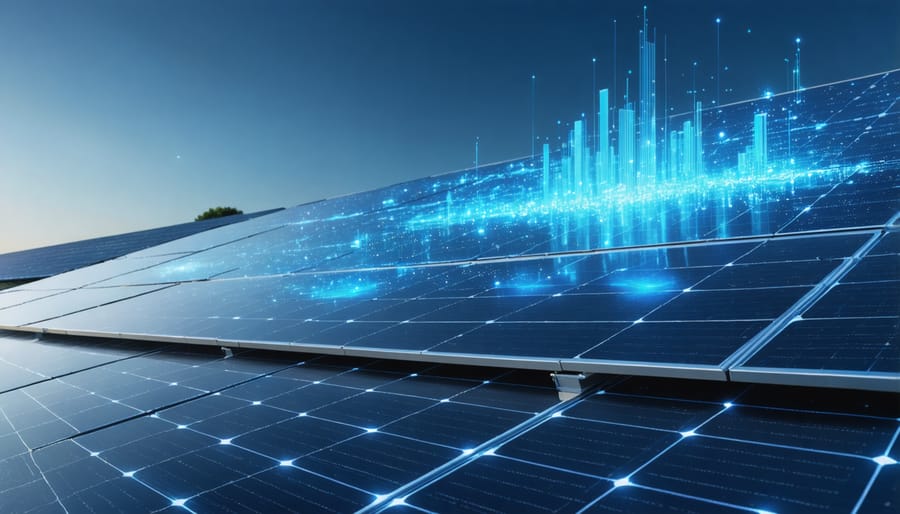 AI-optimized solar panel layout design with performance indicators