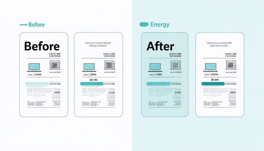 Split image comparing traditional building energy costs versus zero-energy building savings over time
