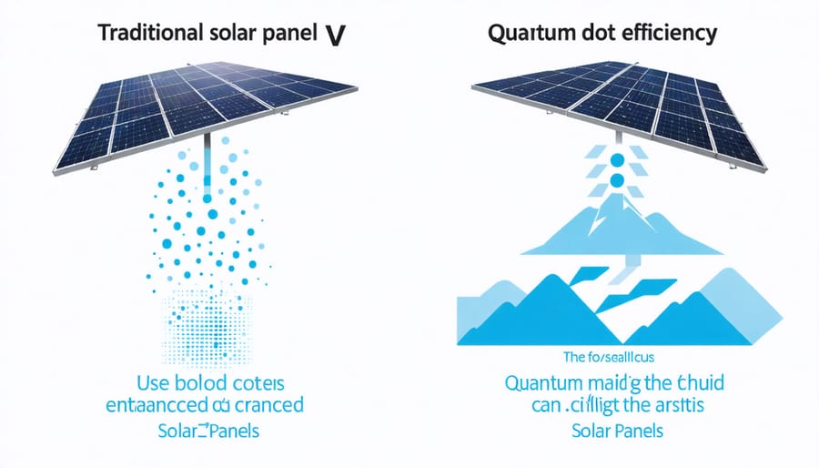 Performance comparison chart between conventional and quantum dot solar technologies