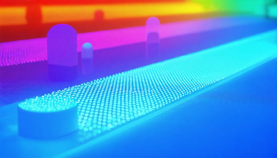 Quantum dots of varying sizes displaying size-dependent color emission properties
