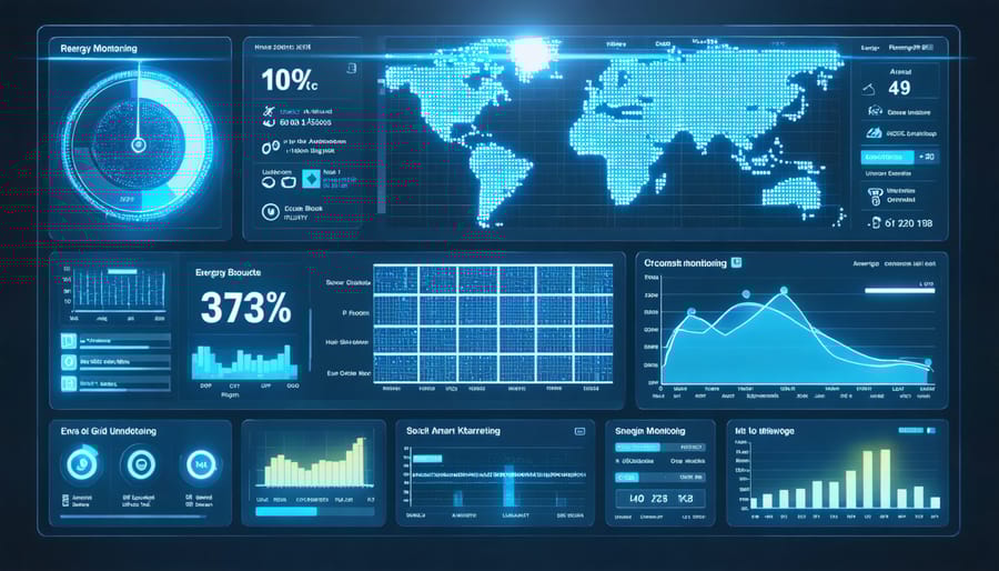 Industrial energy management system dashboard showing real-time monitoring