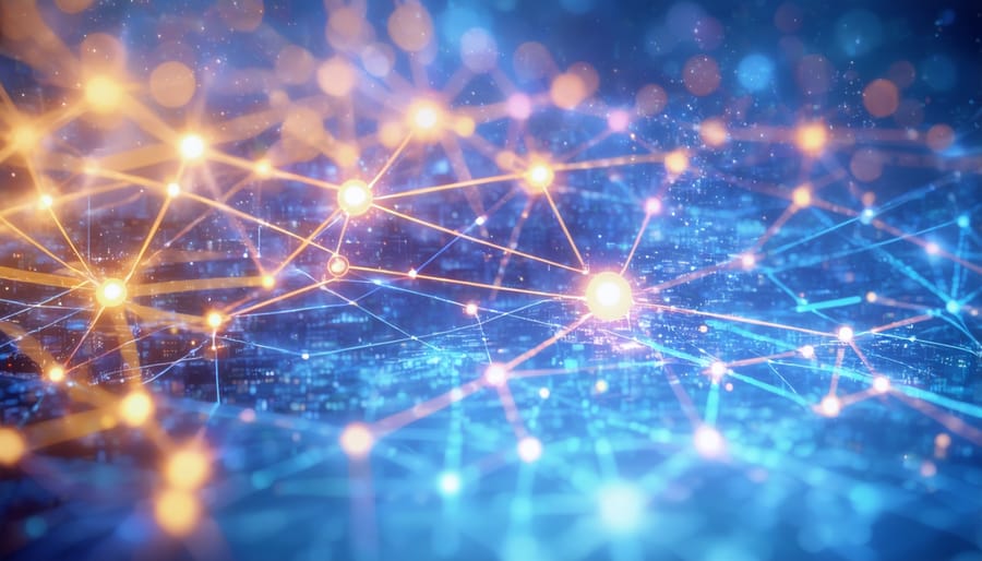 Digital illustration of smart grid technology network connections