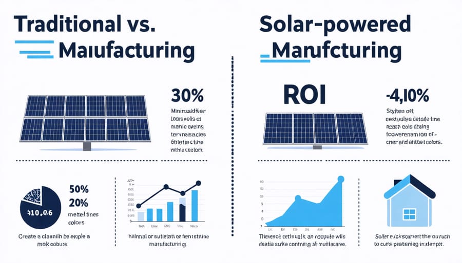 Cost savings comparison chart between conventional and solar power in industrial automation