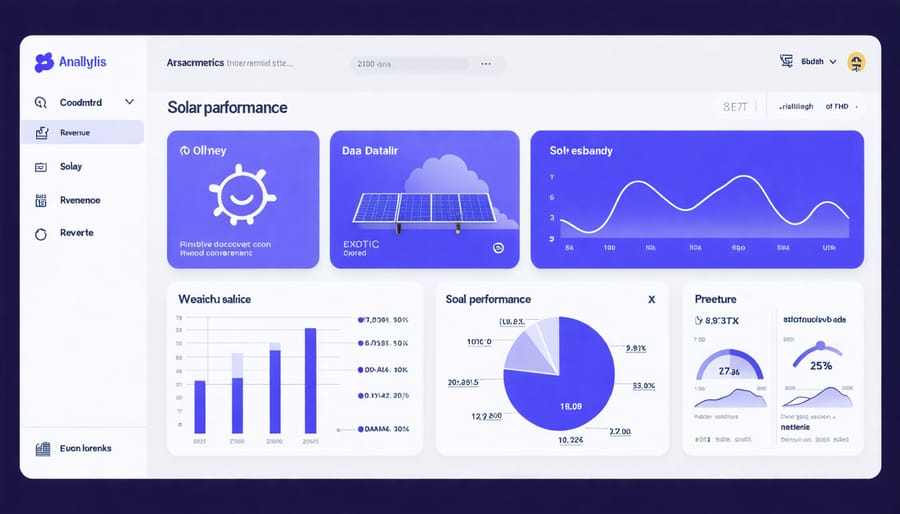 Interactive solar monitoring dashboard displaying performance data and analytics